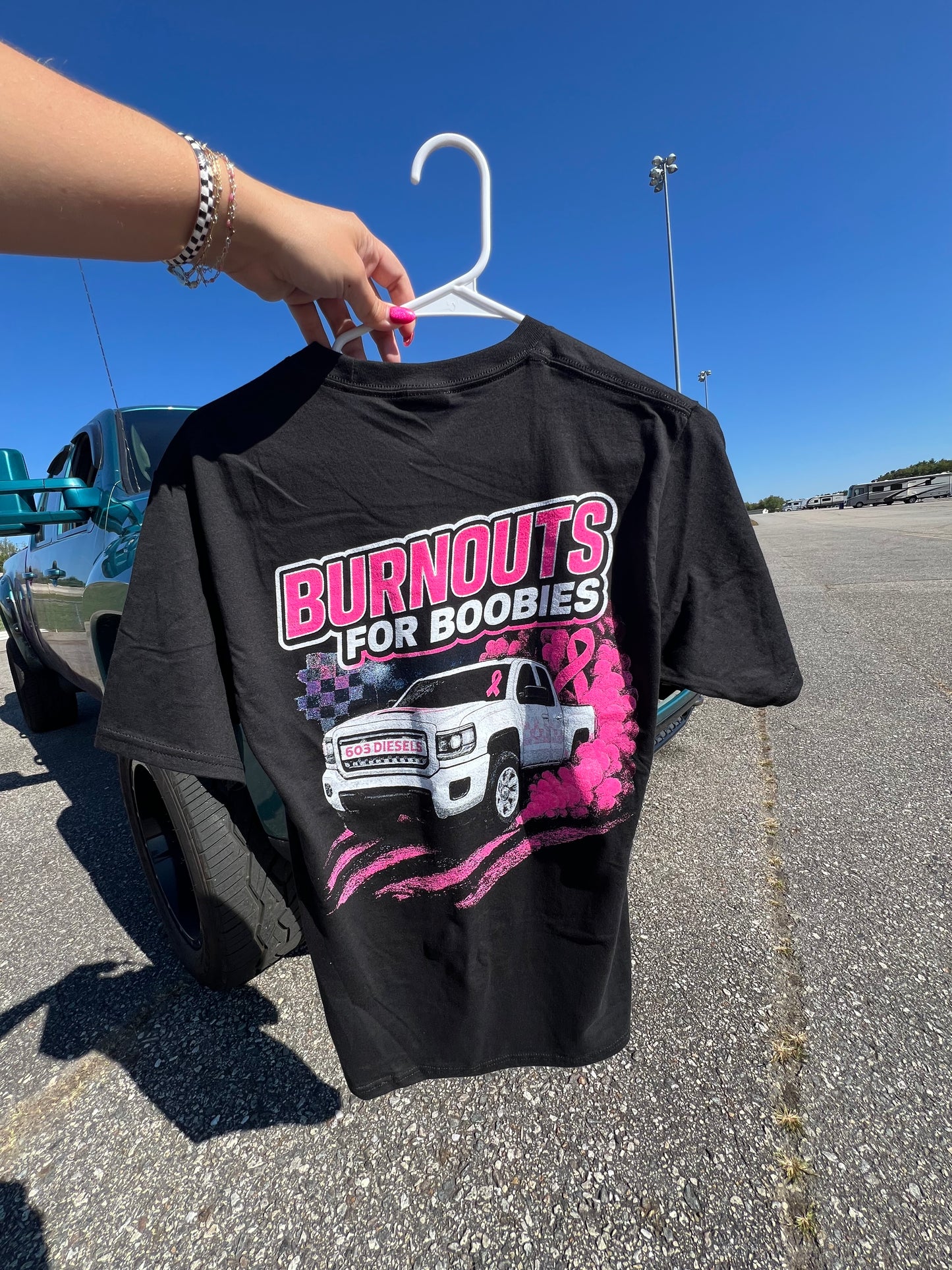 Burnouts for Boobies Truck Tshirt