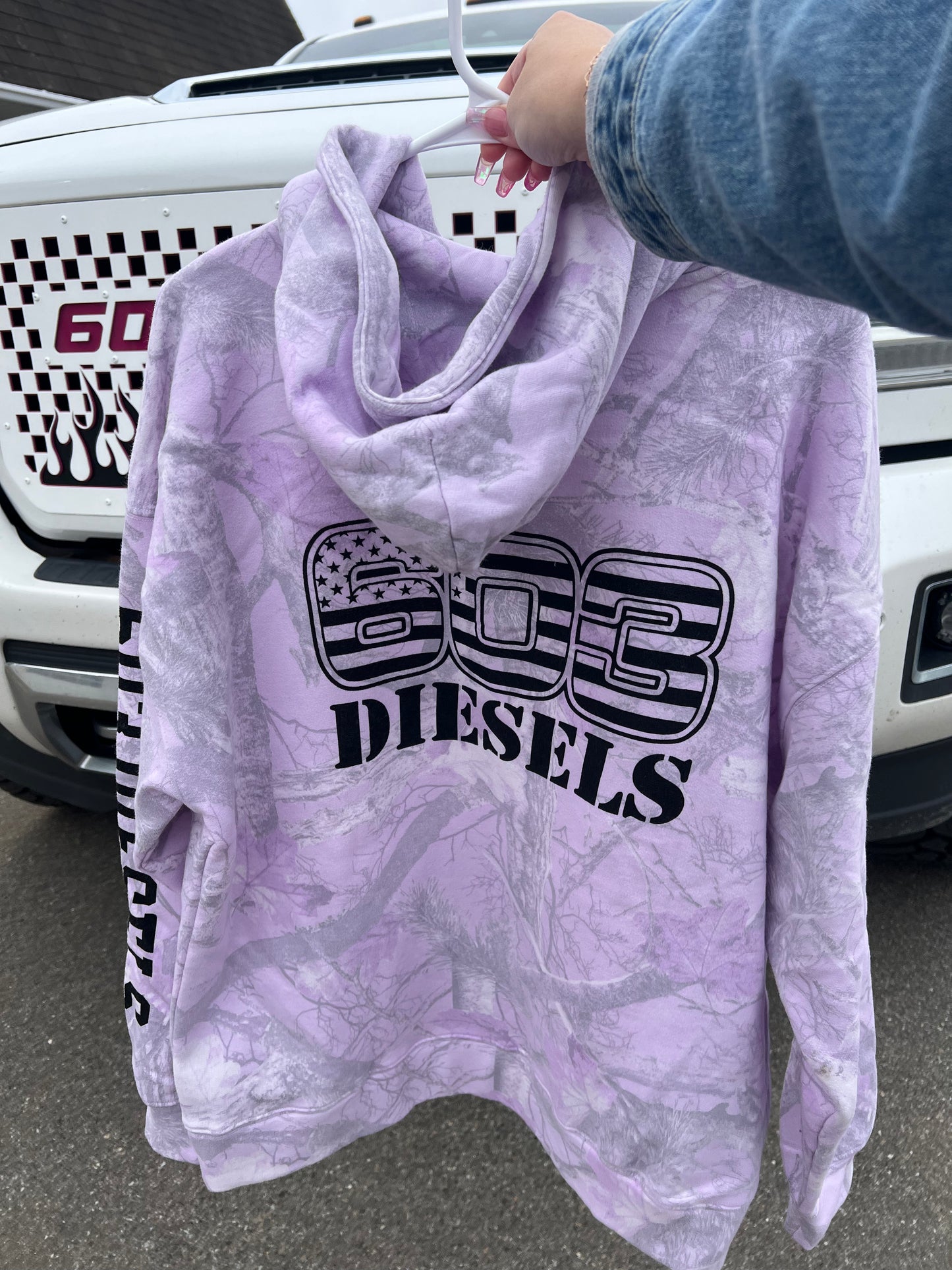 Lavender Camo Hoodie - Black Logo