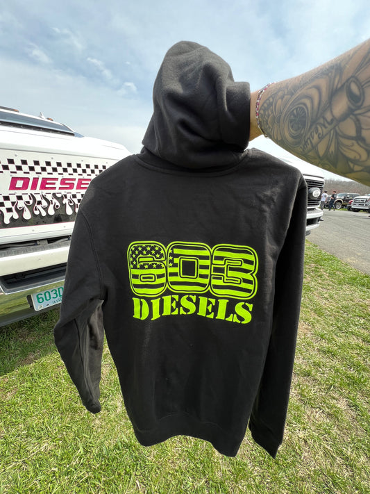 603 Diesels Logo Hoodie - Neon Yellow
