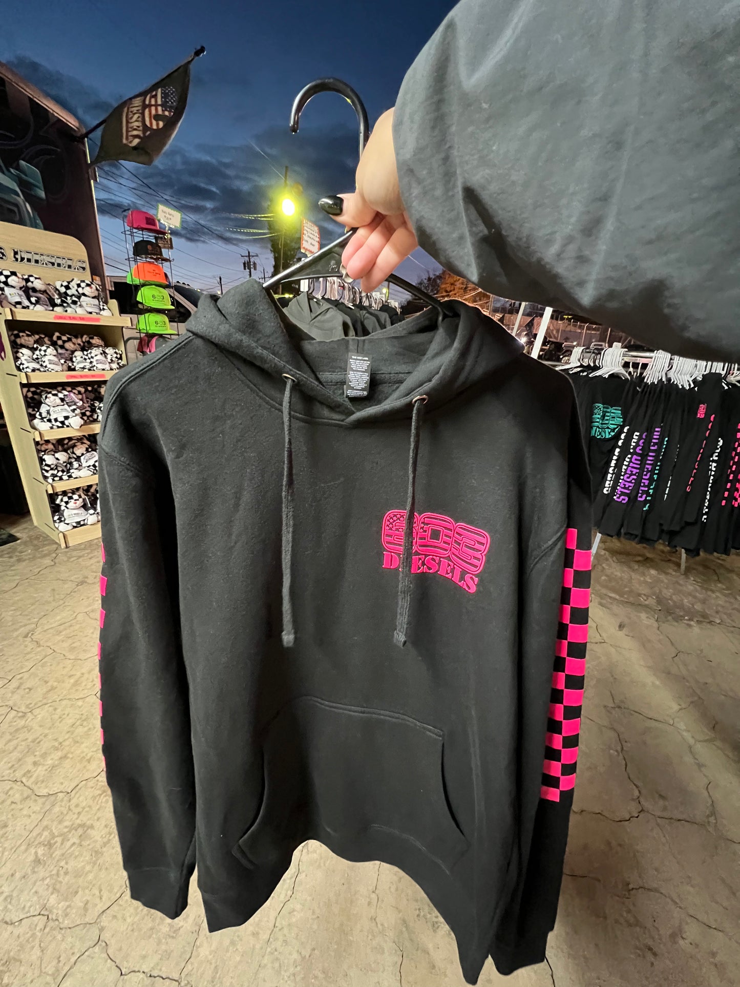 Pink Logo + Checkered Hoodie