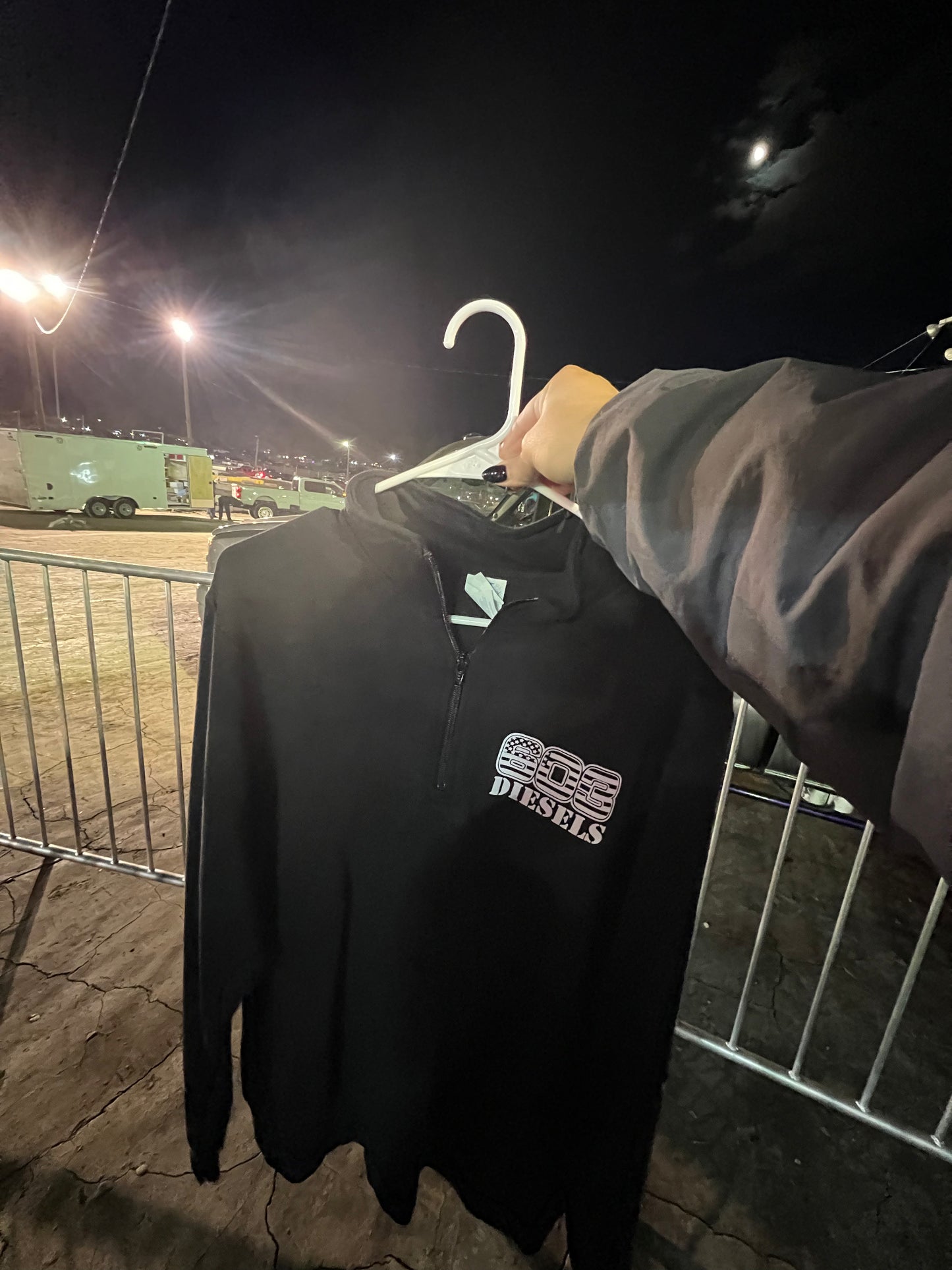 White Logo 1/4 Zip - 603 Diesels Sleeve