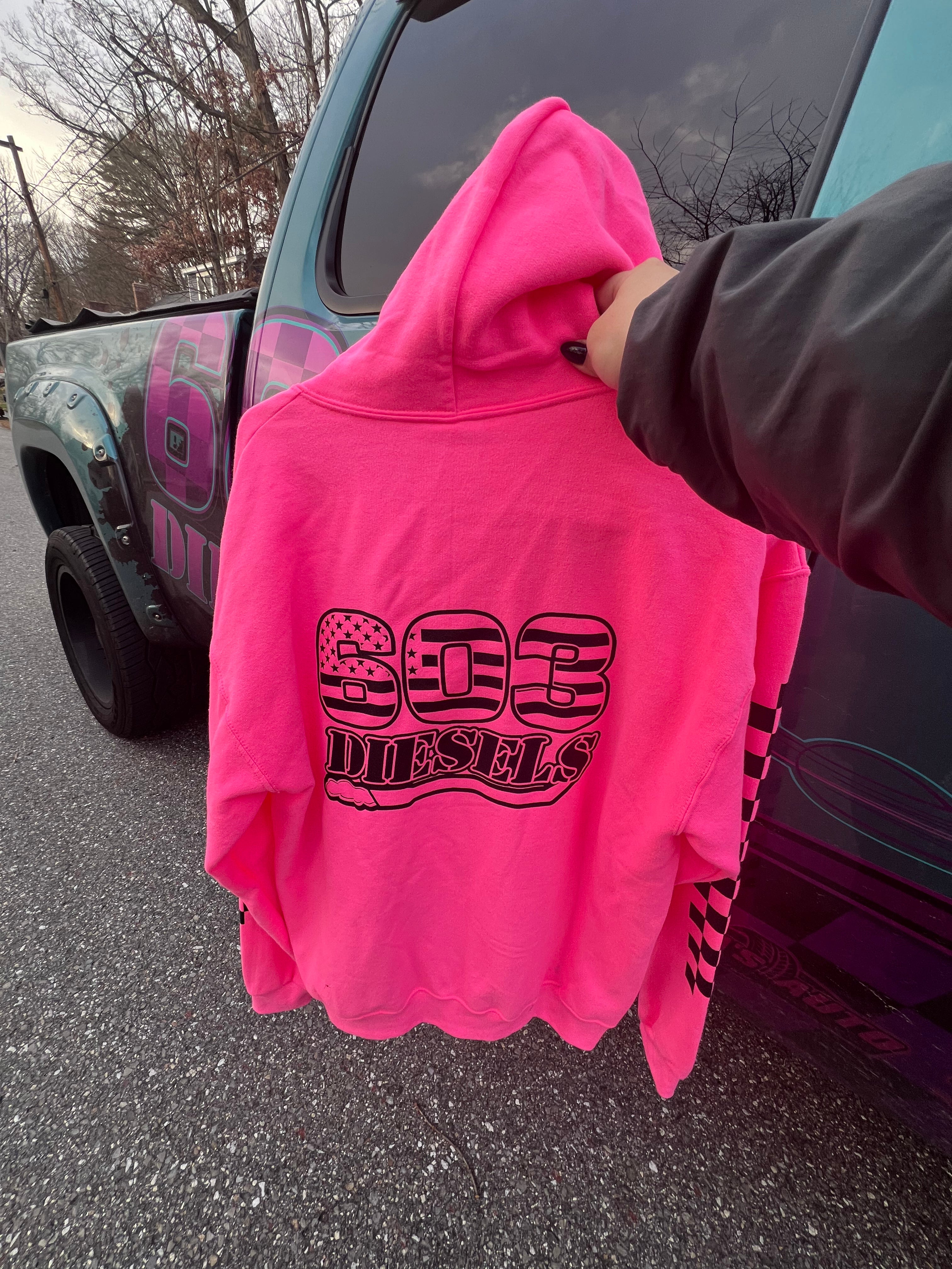 Hot Pink Checkered Hoodie – 603 DIESELS