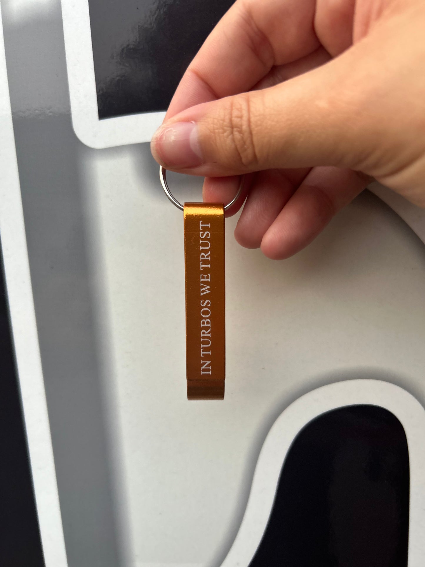 In Turbos We Trust Bottle Opener Keychain