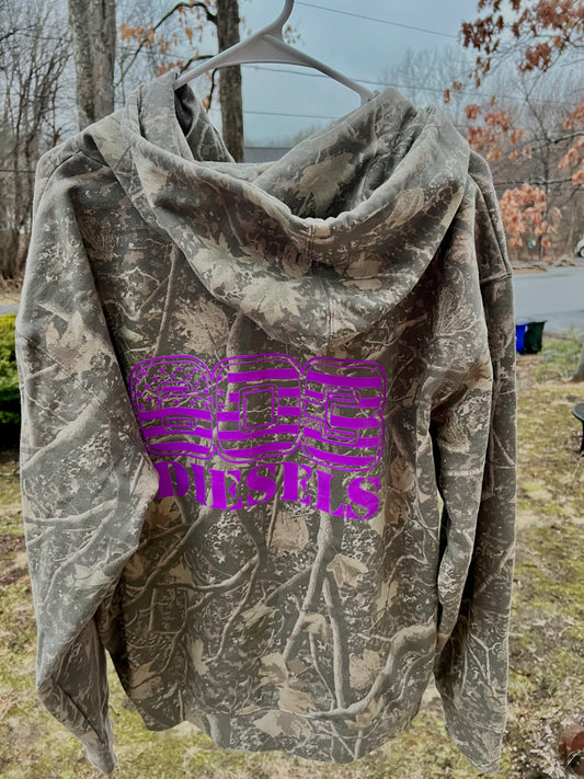 Camo Hoodie - Neon Violet Logo