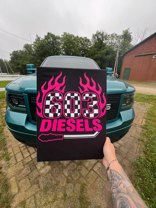 603 Diesels Logo with Pink Flames Tshirt - 15