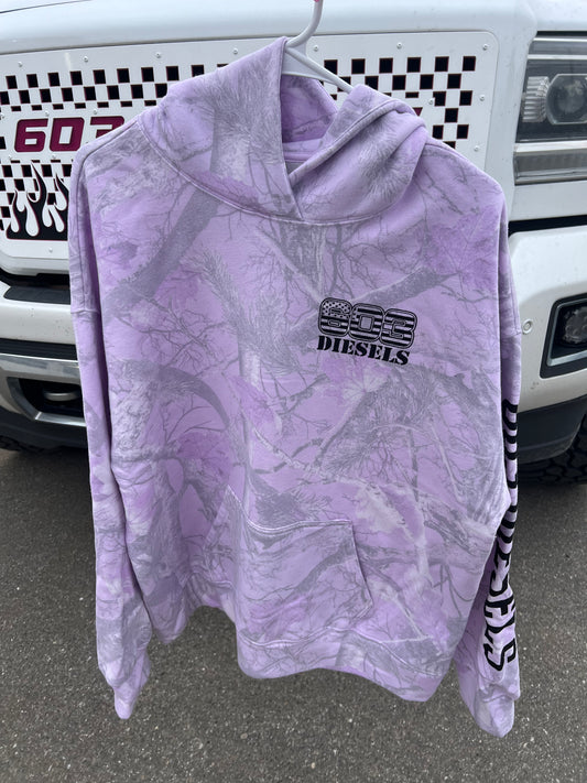 Lavender Camo Hoodie - Black Logo