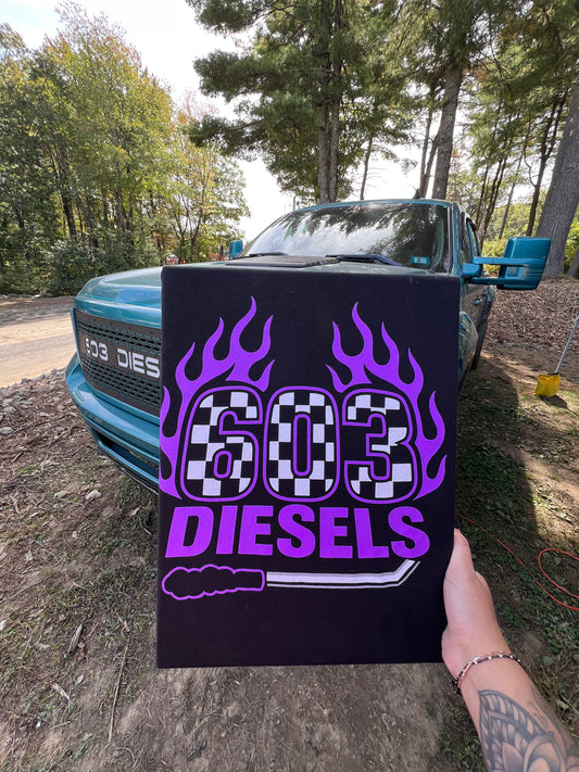 603 Diesels Logo with Purple Flames Tshirt