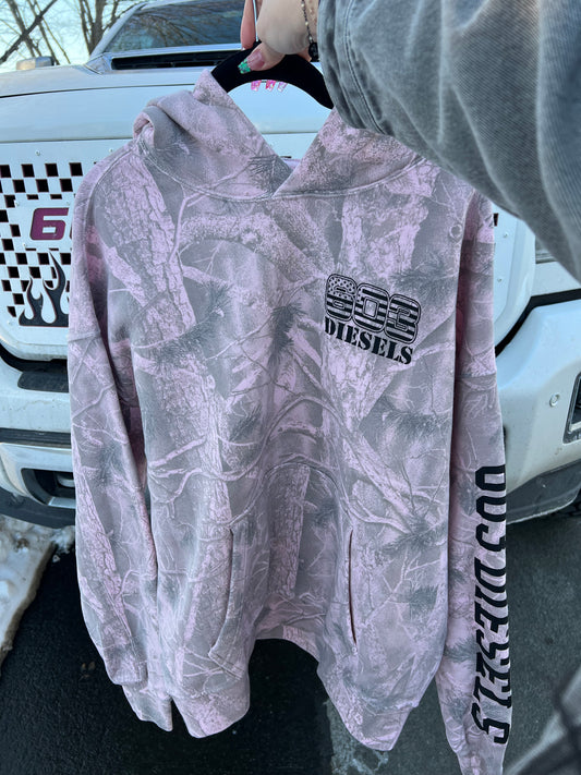 Pink Camo Hoodie - Black Logo