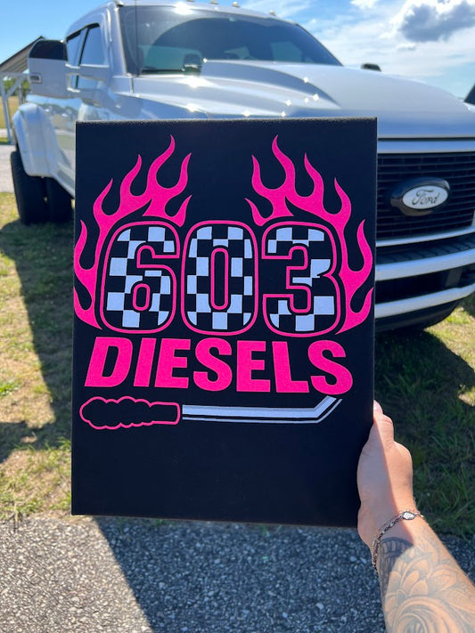 603 Diesels Logo with Pink Flames Tshirt