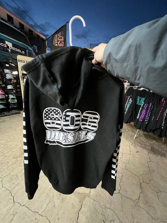 White Logo + Checkered Hoodie