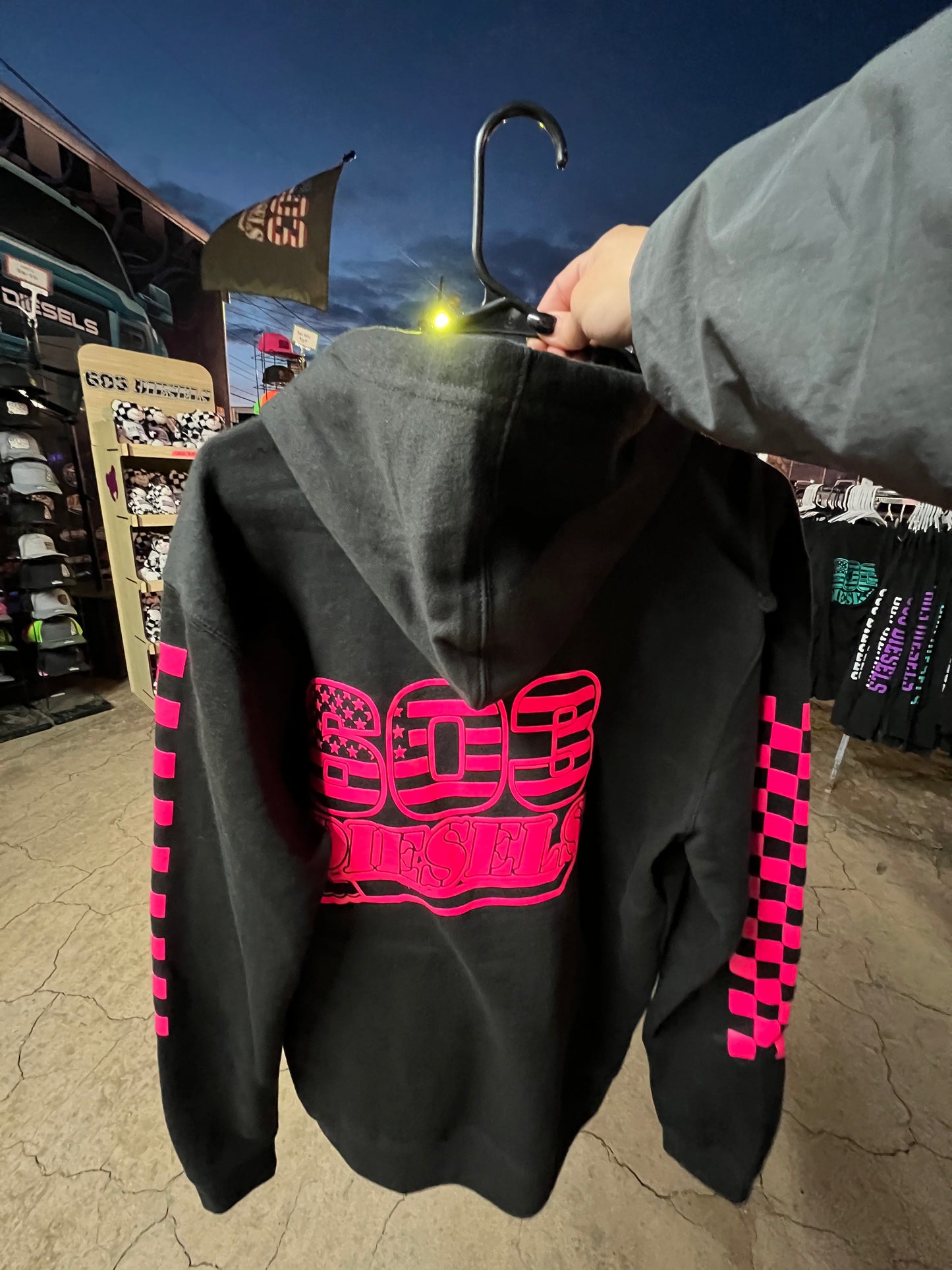 Pink Logo + Checkered Hoodie