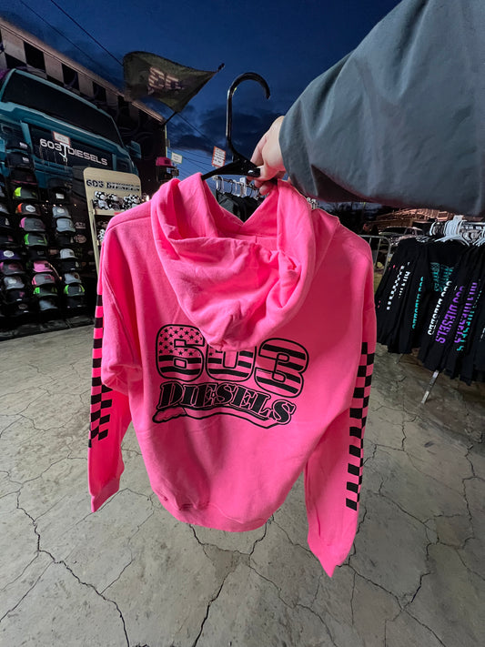 Hot Pink Checkered Hoodie