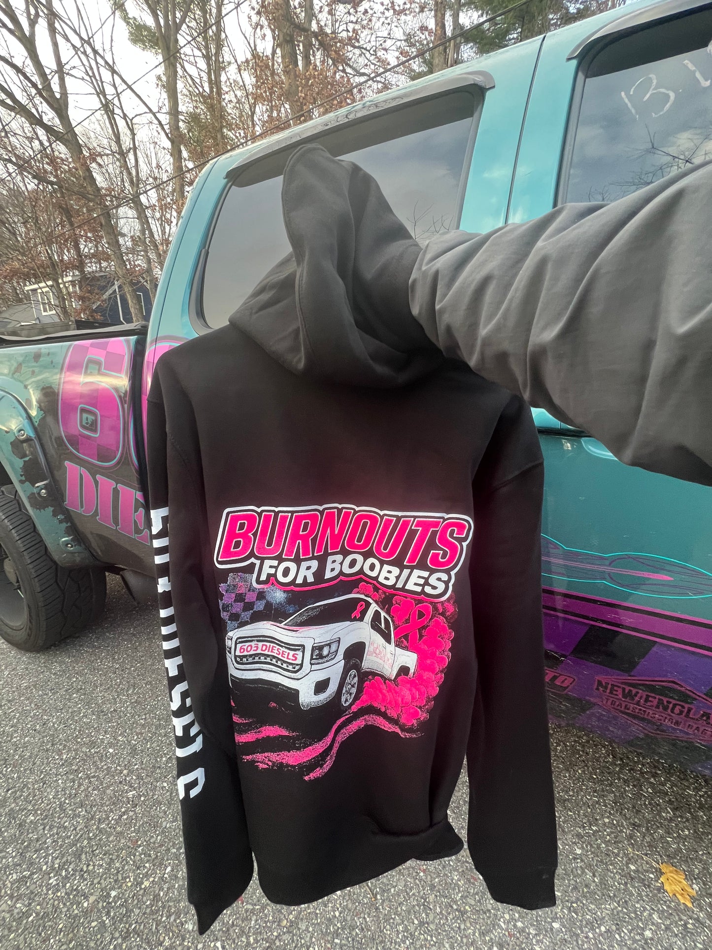 Burnouts for Boobies Truck Hoodie