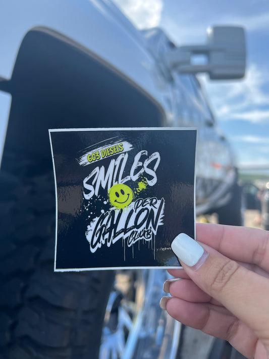 Smiles Per Gallon Sticker