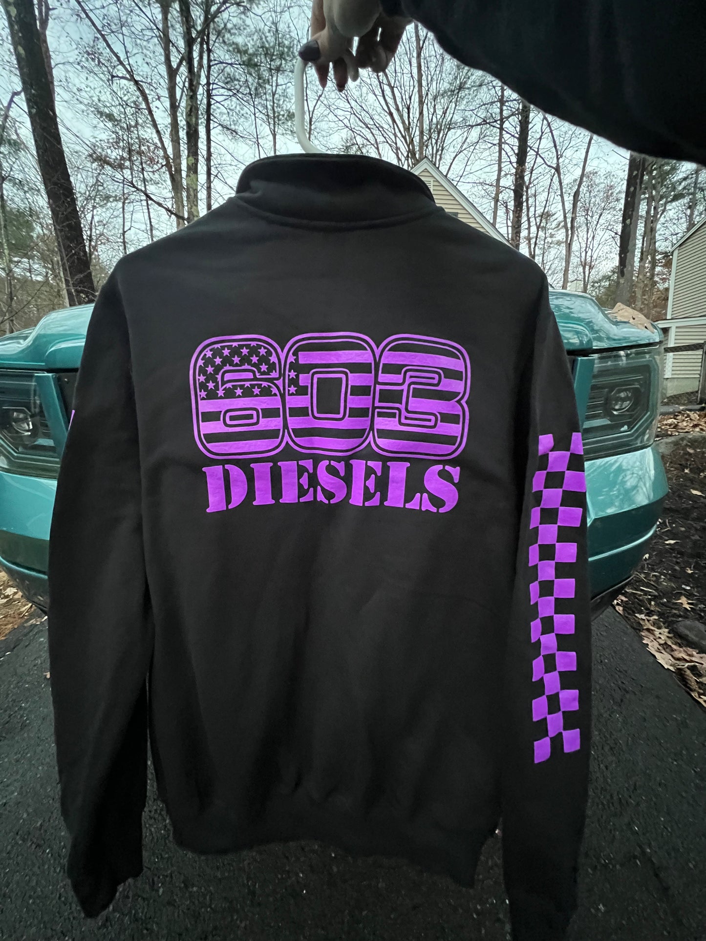 Violet Logo 1/4 Zip -  Checkered Sleeve