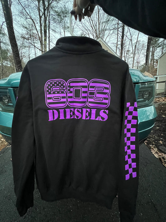 Violet Logo 1/4 Zip -  Checkered Sleeve