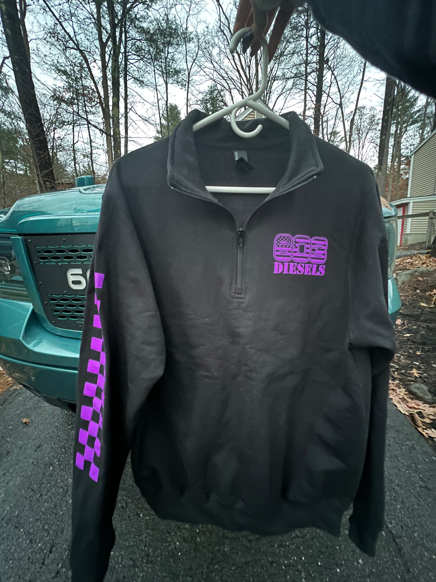 Violet Logo 1/4 Zip -  Checkered Sleeve